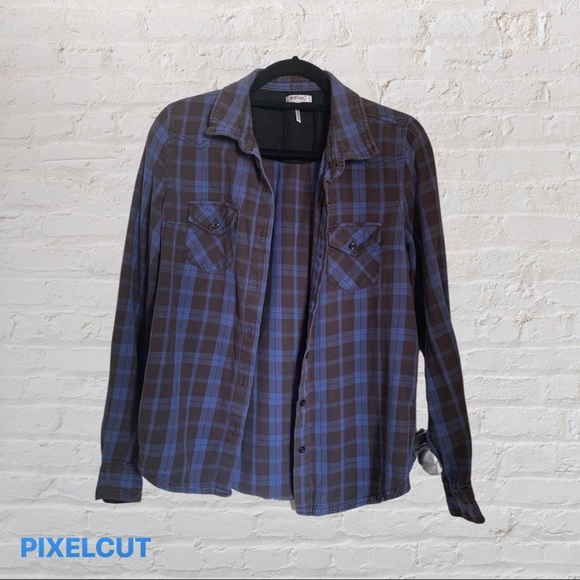 Blue & Black Faded Checkered Shirt - Picture 1 of 4